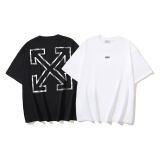 Off White Classic Arrow Logo Printed T-shirt Couple Casual Loose Short Sleeve