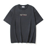 Off White Fashion Crown Jewel Printed T-shirt Unisex Casual Loose Washed Short Sleeves