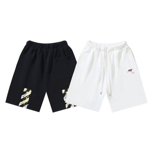 Off White Classic Inkjet Slant Stripe Printed Shorts Unisex Casual Loose Sports Shorts