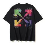 Off White Personalized Color Arrow Printed T-shirt Couple Casual Loose Short Sleeve