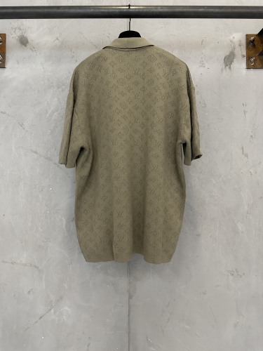 Louis Vuitton 26SS Unisex Fashion Hollow Jacquard Logo Old Money Style Knitted Shirt