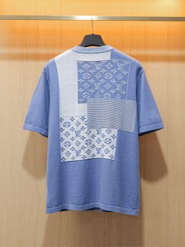 Louis Vuitton Fashion Logo Jacquard Splicing Round Neck Casual Knitted Short Sleeve