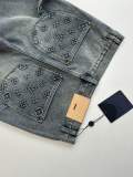 Louis Vuitton Unisex Classic Embossed Logo Casual Versatile Denim Shorts