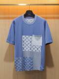 Louis Vuitton Fashion Logo Jacquard Splicing Round Neck Casual Knitted Short Sleeve