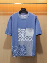 Louis Vuitton Fashion Logo Jacquard Splicing Round Neck Casual Knitted Short Sleeve Louis Vuitton Fashion Logo Jacquard Splicing Round Neck Casual Knitted Short Sleeve