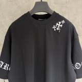 Chrome Hearts New Fashion Embroidered Cross T-shirt Couple Casual Loose Short Sleeve