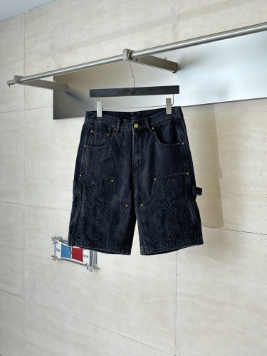 Louis Vuitton Unisex Classic Embossed Logo Casual Versatile Denim Shorts