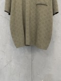 Louis Vuitton 26SS Unisex Fashion Hollow Jacquard Logo Old Money Style Knitted Shirt