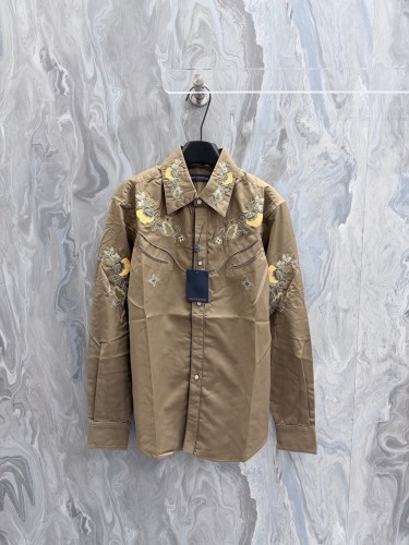 Louis Vuitton Unisex Classic Embroidered Sheepskin Long Sleeve Shirt