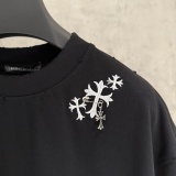 Chrome Hearts New Fashion Embroidered Cross T-shirt Couple Casual Loose Short Sleeve