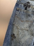 Chrome Hearts Couple's Versatile Leather Cross Piercing Laundry Jeans