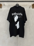 Balenciaga 26SS Fashion Sunglasses Black White Portrait Printed T-shirt Couple Casual Loose Short Sleeve