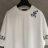 Chrome Hearts New Fashion Embroidered Cross T-shirt Couple Casual Loose Short Sleeve
