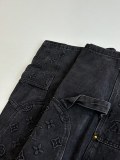 Louis Vuitton Unisex Classic Embossed Logo Casual Versatile Denim Shorts