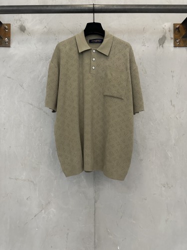 Louis Vuitton 26SS Unisex Fashion Hollow Jacquard Logo Old Money Style Knitted Shirt