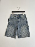 Louis Vuitton Unisex Classic Embossed Logo Casual Versatile Denim Shorts