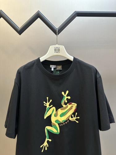 Loewe Fashion Frog Printed Words Embroidered T-shirt Couple Casual Round Neck Short Sleeve
