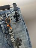 Chrome Hearts Couple's Versatile Leather Cross Piercing Laundry Jeans
