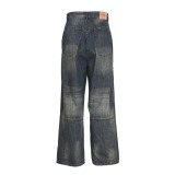 Balenciaga High Street Fashion Patch Embroidered Logo Washed Casual Jeans