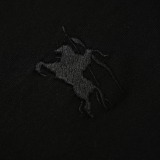 Burberry Fashion Red Ribbon Grid Embroidered War Horse T-shirt Couple Casual Versatile Short Sleeve