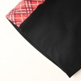 Burberry Fashion Red Ribbon Grid Embroidered War Horse T-shirt Couple Casual Versatile Short Sleeve