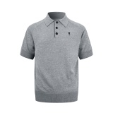 Ami Paris Couple Fashion Embroidered Love Collar Short Sleeve Knitted Shirt