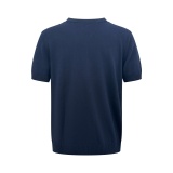 Fendi Fashion Embroidered FF Round Neck Short Sleeve Knitted Shirt