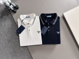 Prada 26SS Unisex Classic Embroidered Logo Short Sleeve Polo Shirt