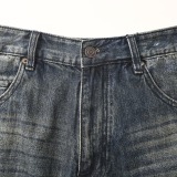 Balenciaga High Street Fashion Patch Embroidered Logo Washed Casual Jeans