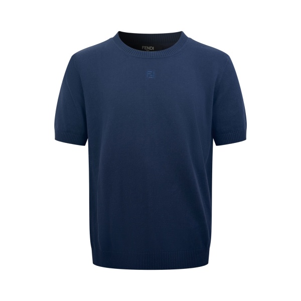 Fendi Fashion Embroidered FF Round Neck Short Sleeve Knitted Shirt