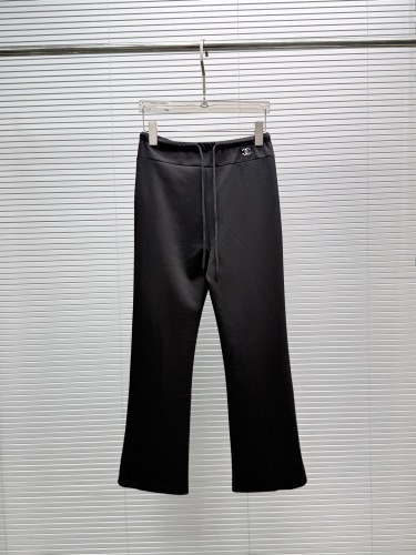 Chanel Women's Fashion Embroidered Logo Drawstring Micro Pull Casual Pants