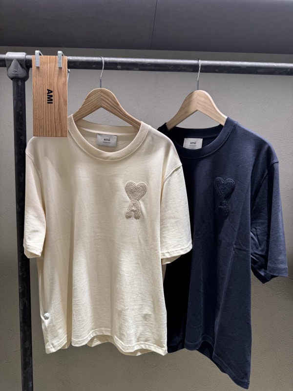 Ami Paris Fashion Crochet Love Short Sleeve Couple Casual Versatile T-shirt
