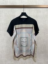 Louis Vuitton Fashion Silk Scarf Splicing Round Neck Short Sleeve Women's Casual Versatile T-shirt Louis Vuitton Fashion Silk Scarf Splicing Round Neck Short Sleeve Women's Casual Versatile T-shirt