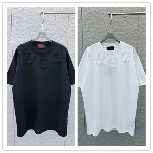 Gucci 26SS Classic Embroidered Logo Round Neck T-shirt Couple Casual Short Sleeve