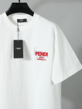 Fendi 26SS Fashion 3D Embroidered Logo T-shirt Unisex Casual Round Neck Short Sleeve
