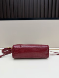 Prada Fashion Crocodile Pattern Handbag Crossbody Bag Size: 24 x 12 x 9 CM