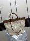 Prada Fashion Embroidery Logo Straw Woven Bag Handbag Shoulder Bag Size: 50 × 32 × 15 CM