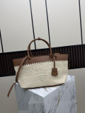 Prada Fashion Embroidery Logo Straw Woven Bag Handbag Shoulder Bag Size: 41 × 20 × 15 CM