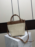 Prada Fashion Embroidery Logo Straw Woven Bag Handbag Shoulder Bag Size: 30 × 24 × 11 CM
