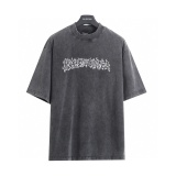 BalenCiaga 𝘽𝘼𝙇𝙀𝙉𝘾𝙄𝘼𝙂𝘼 BLCG 26SS Hollowed Out Flame Totem Stir Fried SnowFlakes Made Old Short Sleeved T-Shirt