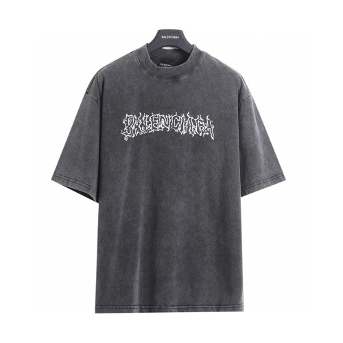 BalenCiaga 𝘽𝘼𝙇𝙀𝙉𝘾𝙄𝘼𝙂𝘼 BLCG 26SS Hollowed Out Flame Totem Stir Fried SnowFlakes Made Old Short Sleeved T-Shirt
