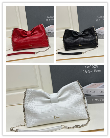 Dior New Fashion Bow Leather Chain Cross Shoulder Bag Size: 26 x 8 x 18 CM