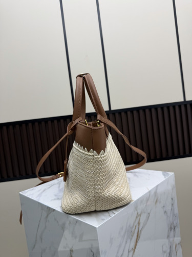 Prada Fashion Embroidery Logo Straw Woven Bag Handbag Shoulder Bag Size: 41 × 20 × 15 CM