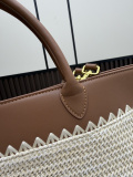 Prada Fashion Embroidery Logo Straw Woven Bag Handbag Shoulder Bag Size: 50 × 32 × 15 CM