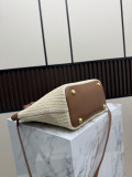 Prada Fashion Embroidery Logo Straw Woven Bag Handbag Shoulder Bag Size: 30 × 24 × 11 CM