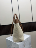 Prada Fashion Embroidery Logo Straw Woven Bag Handbag Shoulder Bag Size: 50 × 32 × 15 CM
