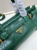 Prada Fashion Crocodile Pattern Handbag Crossbody Bag Size: 24 x 12 x 9 CM