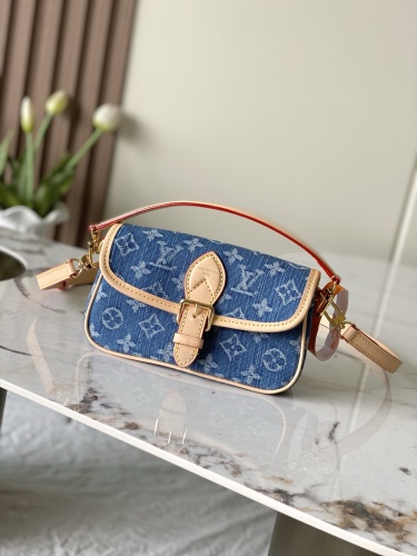 Louis Vuitton Fashion Nano Diane Denim Baguette Bag Crossbody Bag Size: 19 x 10.5 x 6 CM