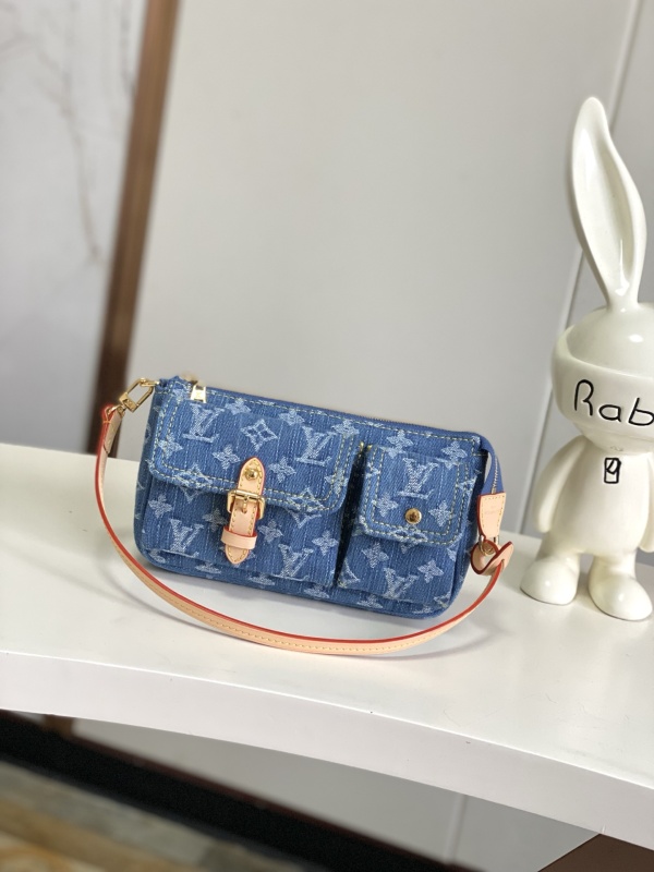 Louis Vuitton Pochette Accessories Cargo Denim Underarm Bag Size: 23.5 x 14 x 3 CM