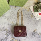 Gucci Fashion Plaid Seam Flip Chain Crossbody Bag Size: 18 x 14.5 x 8 CM